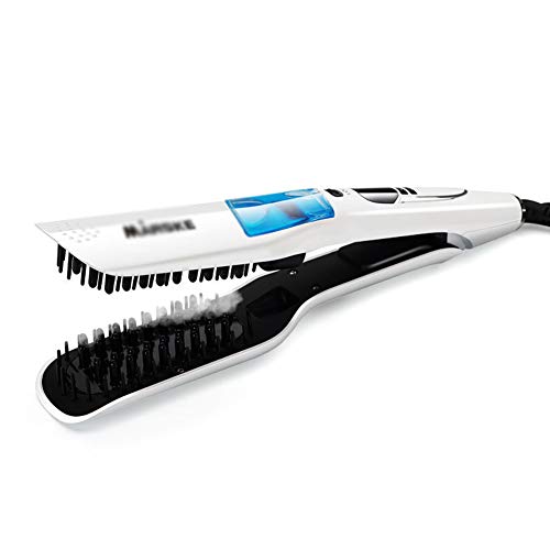 Vapor Spray Pelo Alisado De Cepillo De Cerámica Calefacción Del Cepillo De Pelo De La Enderezadora De Temperatura Ajustable Iones Negativos No Hacen Daño Peine Del Pelo (Blanco)