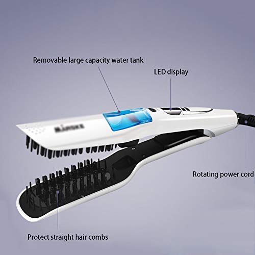Vapor Spray Pelo Alisado De Cepillo De Cerámica Calefacción Del Cepillo De Pelo De La Enderezadora De Temperatura Ajustable Iones Negativos No Hacen Daño Peine Del Pelo (Blanco)
