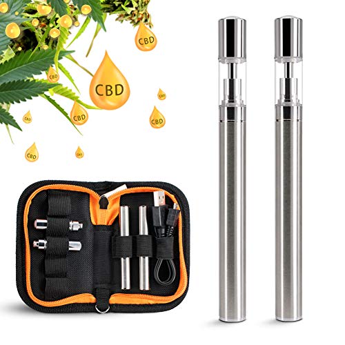 Vaporizador CBD vape pen para cigarrillo electrónico con batería de 350 mAh y tanque recargable de 0.5 ml y bolsa de transporte, sin nicotina y líquido (2 piezas)