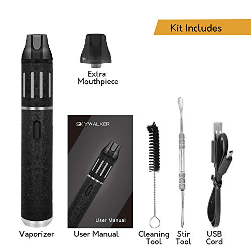 Vaporizador hierba seca VapeMaster Skywalker, Tecnología Heat-Not-Burn, cámara de cerámica para calefacción estéreo, control de temperatura, 2000 mAh batería, vapor puro, sin nicotina