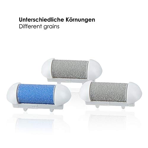 VARA removedor eléctrico de durezas, resistente al agua, con 4 rodillos de repuesto, a batería - ¡para unos pies sedosos, suaves y bien cuidados!