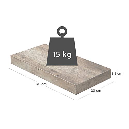 VASAGLE Estante Flotante, Estante de Pared para Fotos, Decoraciones, en Salón, Cocina, Pasillo, Dormitorio, Baño, Greige LWS024M01