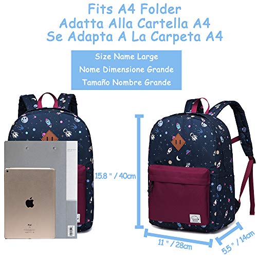VASCHY Mochila Infantil, Mochila para Niños Escolares Mochila Astronauta Grande con Correa para El Pecho