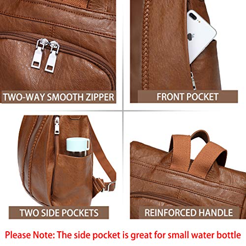 VASCHY Mochila Mujer,Mochila Antirrobo Bolsos Mochila Mujer Piel Mochilas Universitarias Impermeable Bolsos Bandolera Casual para Escuela Trabajo Viajes Marrón