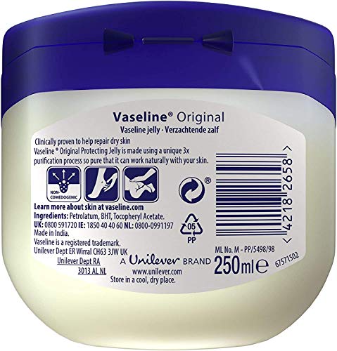 Vaselina pura original, 250 ml, pack de 3 unidades para cuidado personal
