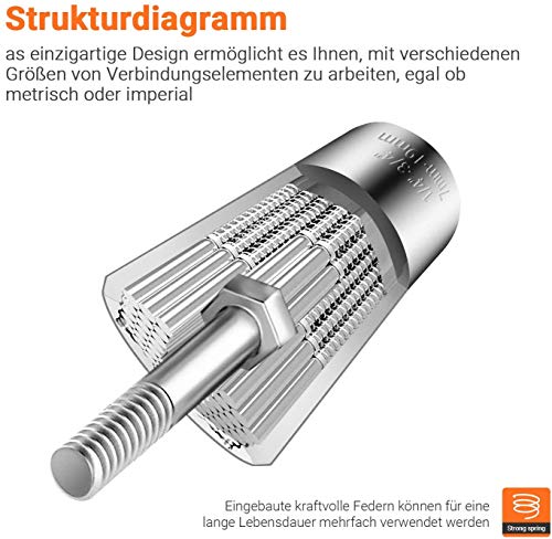 Vaso Universal, Tacklife ASW01A 3Pcs N en 1 multifunción 1/4 '' - 3/4 '' (7mm-19mm) Vaso Universal con Acero al Cromo-vanadio, Llave Métrica Adaptador de Taladro Eléctrico