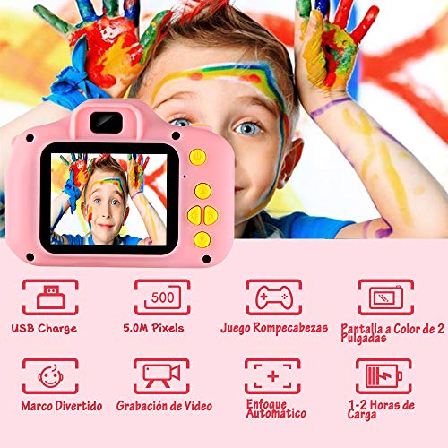 vatenick Cámara para Niños Juguete para Niños Cámara Digital para Niños pequeños 2 Inch HD Pantalla 1080P with Calidad 32GB TF Tarjeta Regalos Juguete para 3 a 12 años Niños y niñas… (Rosa)