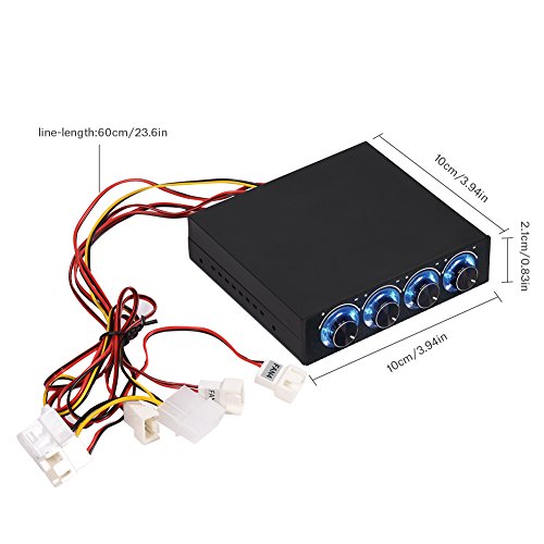 Vbestlife - Controlador de Temperatura de Ventilador de Ordenador de 4 Canales para Reducir el Calor para PC de sobremesa con LED Azul