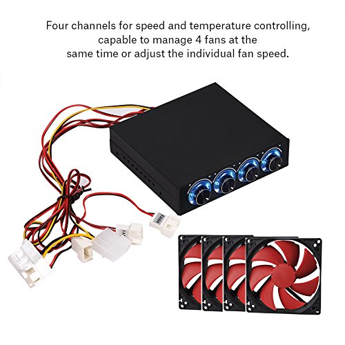 Vbestlife - Controlador de Temperatura de Ventilador de Ordenador de 4 Canales para Reducir el Calor para PC de sobremesa con LED Azul