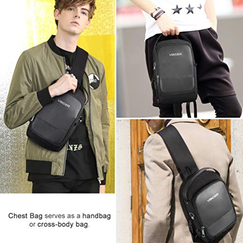 Vbiger Bandoleras Hombre Bolso Pecho Hombre Bandoleras Cruzada Viaje de Crossbody Impermeable (Negro2)