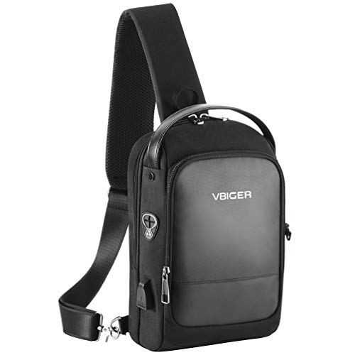 Vbiger Bandoleras Hombre Bolso Pecho Hombre Bandoleras Cruzada Viaje de Crossbody Impermeable (Negro2)
