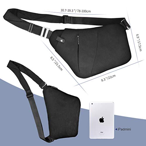 VBIGER Bandoleras Hombre Pequeña Bolso Pecho Hombre Anti-robo Casual Mochila Sling Bandoleras Cruzada Crossbody de Viaje (negro1) 1