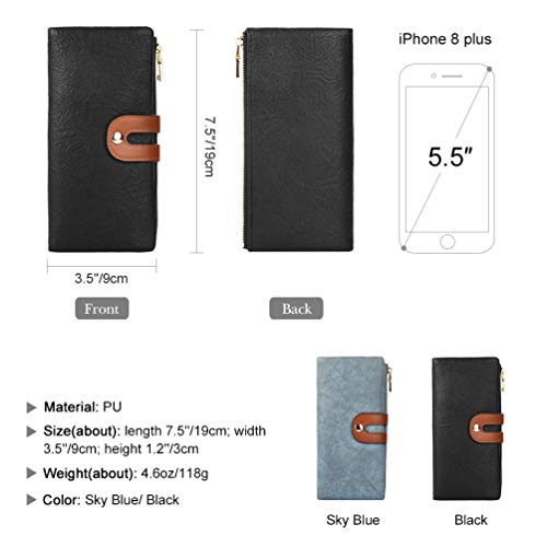 VBIGER Cartera Larga para Mujer Cremallera con Cepillo antirrobo de Moda PU Oficina