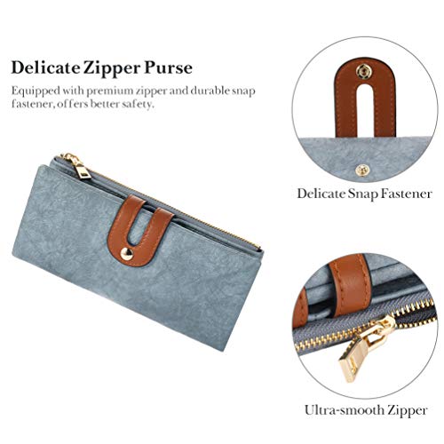 VBIGER Cartera Larga para Mujer Cremallera con Cepillo antirrobo de Moda PU Oficina