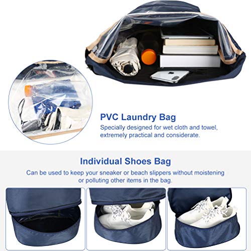 Vbiger Mochila Cuerda Unisex con Bolsas Zapatos para Deporte Gimnasio Senderismo Bicicleta Nadar (Azul)