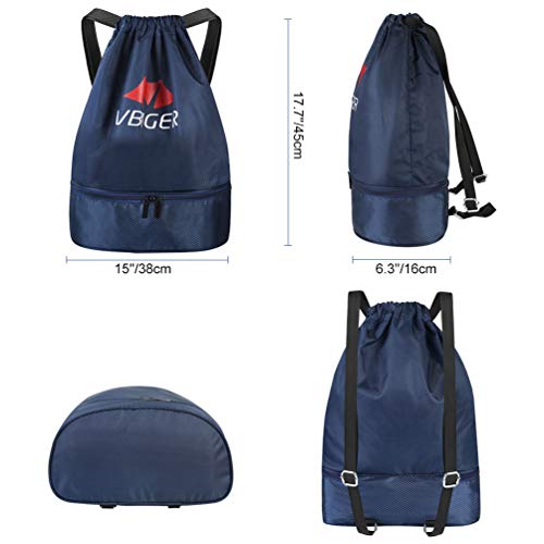 Vbiger Mochila Cuerda Unisex con Bolsas Zapatos para Deporte Gimnasio Senderismo Bicicleta Nadar (Azul)