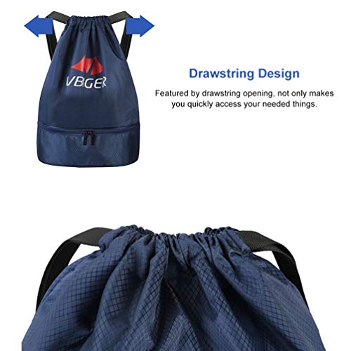 Vbiger Mochila Cuerda Unisex con Bolsas Zapatos para Deporte Gimnasio Senderismo Bicicleta Nadar (Azul)