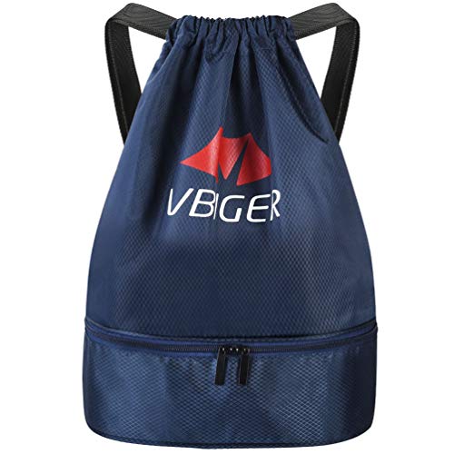 Vbiger Mochila Cuerda Unisex con Bolsas Zapatos para Deporte Gimnasio Senderismo Bicicleta Nadar (Azul)