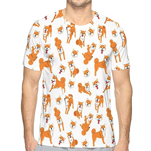 vbndfghjd Camisetas Estilo Camisetas Hombres Mujeres patrón Shiba inu Perro posa Raza de Perro sin Costura L