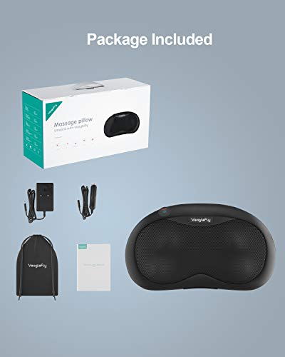 Veaglefly Cojín Masajeador Eléctrico con Calor, Almohada de Masaje de Cuello Masajeador Shiatsu con Amasamiento 3D para Alivio Completo del Cuerpo para Coche Oficina Casa