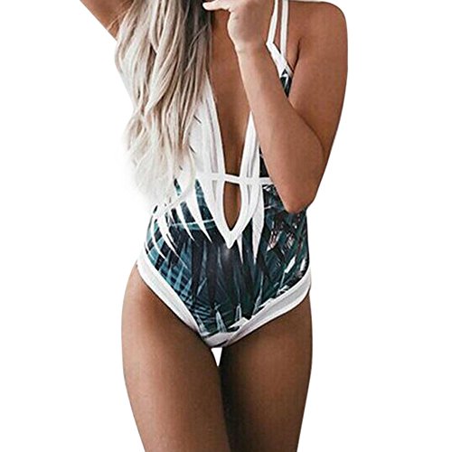VECDY 2019 Bañador Monokini Push Up Traje De Baño étnico Vintage Siamés para Mujer Mujeres Vendaje De Una Pieza Bikini Bra Acolchado Ropa De Playa(Blanco,XL)