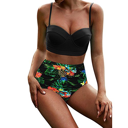 VECDY Bañadores Sexy Mujeres 2019 Nuevo Bikinis De Cintura Alta Traje De Baño Ropa Interior Mujer Bikini Retro De Ropa De Playa Conjunto Brasileño（Verde，S）