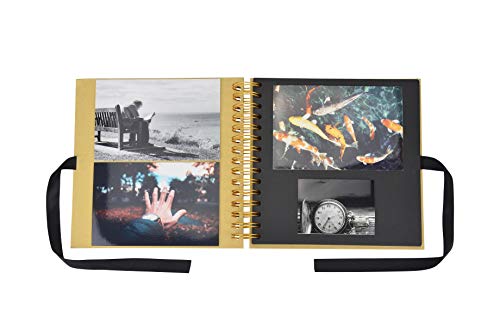 VEESUN Album de Fotos Scrapbook, 50 Páginas Negras (100 Hojas), 20x20cm DIY Scrapbooking Album Original para Aniversario de Boda Cumpleaños Navidad para Mujer Niña Novios Novia Amiga Regalos, Negro