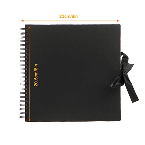 VEESUN Album de Fotos Scrapbook, 50 Páginas Negras (100 Hojas), 20x20cm DIY Scrapbooking Album Original para Aniversario de Boda Cumpleaños Navidad para Mujer Niña Novios Novia Amiga Regalos, Negro