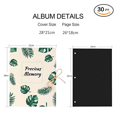 VEESUN Album de Fotos Scrapbook, 60 Páginas Negras (30 Hojas), DIY DIY Scrapbooking Album Original para Boda Aniversario de Oro Cumpleaños Navidad para Mujer Niña Novios Novia Regalos, Hojas Verdes