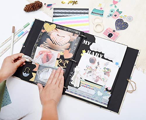 VEESUN Album de Fotos Scrapbook, 60 Páginas Negras (30 Hojas), DIY DIY Scrapbooking Album Original para Boda Aniversario de Oro Cumpleaños Navidad para Mujer Niña Novios Novia Regalos, Unicornio