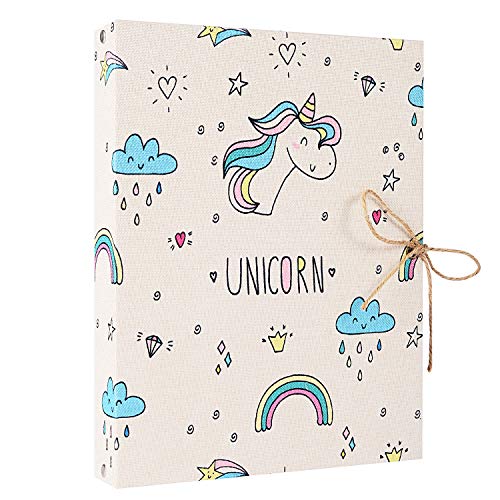 VEESUN Album de Fotos Scrapbook, 60 Páginas Negras (30 Hojas), DIY DIY Scrapbooking Album Original para Boda Aniversario de Oro Cumpleaños Navidad para Mujer Niña Novios Novia Regalos, Unicornio