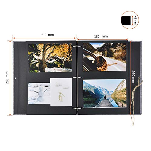 VEESUN Album de Fotos Scrapbook, 60 Páginas Negras (30 Hojas), DIY Scrapbooking Album Original para Aniversario de Boda de Oro Cumpleaños Navidad para Mujer Niña Novios Novia Profesora Regalos, Gris