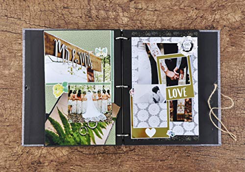 VEESUN Album de Fotos Scrapbook, 60 Páginas Negras (30 Hojas), DIY Scrapbooking Album Original para Aniversario de Boda de Oro Cumpleaños Navidad para Mujer Niña Novios Novia Profesora Regalos, Gris