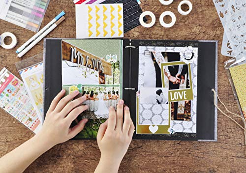 VEESUN Album de Fotos Scrapbook, 60 Páginas Negras (30 Hojas), DIY Scrapbooking Album Original para Aniversario de Boda de Oro Cumpleaños Navidad para Mujer Niña Novios Novia Profesora Regalos, Gris