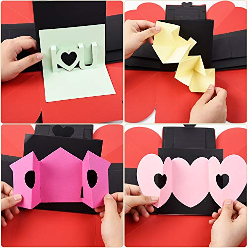 VEESUN Caja de Regalo Creative Explosion Box, DIY Álbum de Fotos Amor Memory Album Caja Fotos Regalos Originals para Aniversario de Boda Cumpleaños Navidad para Mujer Niña Novios Novia, Negro y Rojo