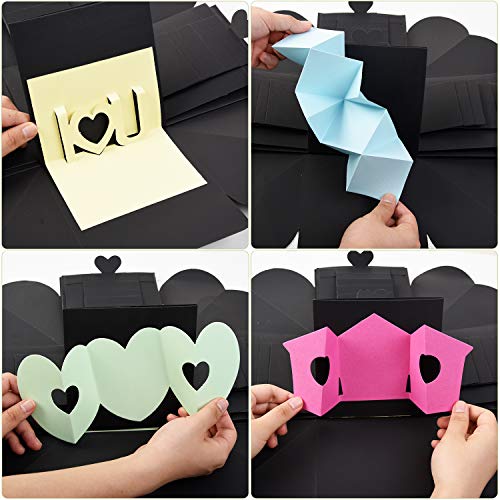 VEESUN Caja de Regalo Creative Explosion Box, DIY Álbum de Fotos Scrapbook 15x15x15cm Caja Fotos, San Valentin Navidad Regalos Originals Artesanales Mujer Hombre Novio Niña Niños, Negro