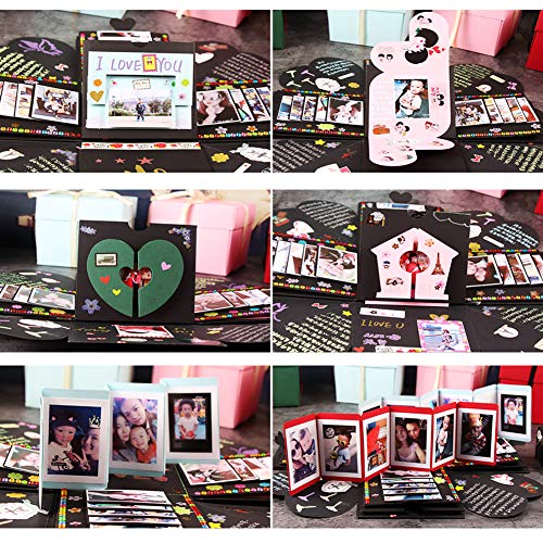 VEESUN Caja de Regalo Creative Explosion Box, DIY Álbum de Fotos Scrapbook 15x15x15cm Caja Fotos, San Valentin Navidad Regalos Originals Artesanales Mujer Hombre Novio Niña Niños, Negro