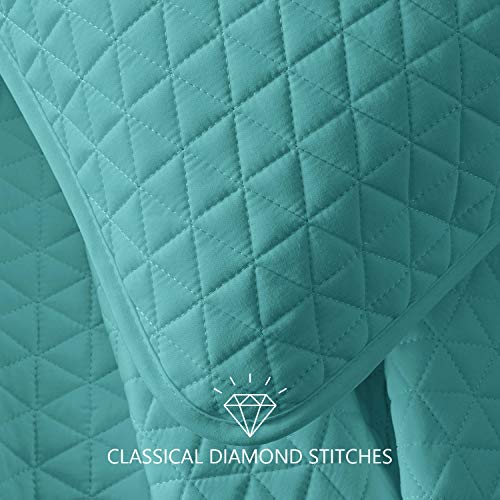 VEEYOO Juego de Colcha de Microfibra Suave y Ligera para Todas Las Estaciones, 2 Piezas Juego de Colcha Individual (1 edredón, 1 Funda de Almohada), Turquesa, Single (172x249cm)