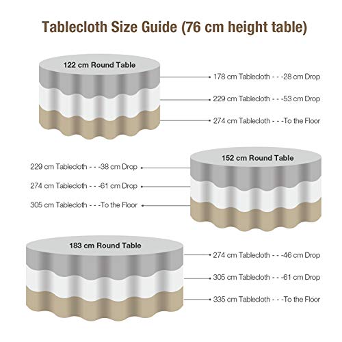 VEEYOO Mantel Redondo 100% Poliéster Paño de Ducha Circular Nupcial - Cubierta de Mesa de Cena Suave y sólida para la Boda Partido Restaurante (Marfil, Redono 229 cm)