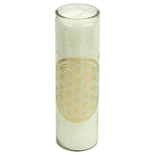 Vela aromática para meditación (menta, limoncillo e incienso), diseño con flor de la vida