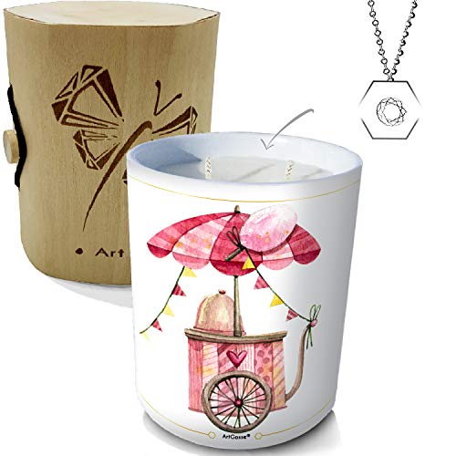 Vela con joya de plata decorada con cristales de Swarovski® • Vela de 2 mechones de decoración de regalo perfumada Barba A PAPA Pendentif Surprise