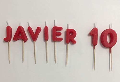 Velas de cumpleaños personalizadas. Escoge el nombre, edad y el color de las velas.