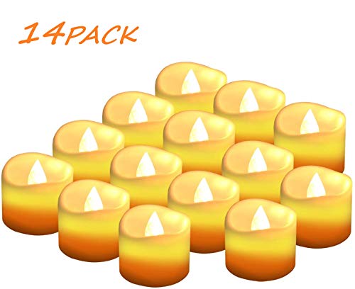 Velas LED Sin Fuego 14 Pack ，Velas LED que parpadean amarillas para hogar festivales decoración, bodas y fiestas