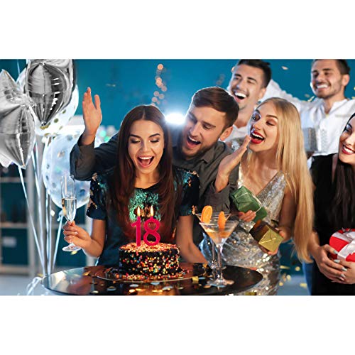 Velas Maxi 18 años para Tarta Fiesta cumpleaños Decoraciones Velas Feliz cumpleaños Tarta 18 Piezas Fiesta temática Altura 13 cm Fucsia Purpurina
