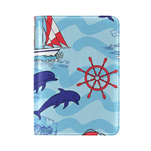 Velero Seabird Lifebuoy One Pocket Passport Holder Cover Wallet, Estuche para Tarjeta de Bloqueo RFID Protector Organizador de Pasaporte de Viaje