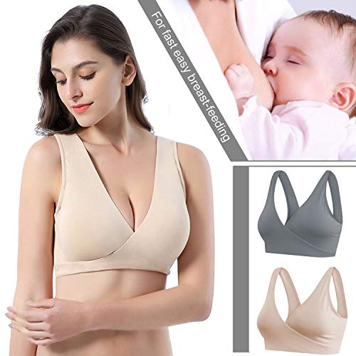 Vellette Sujetador de Embarazo y Lactancia Premamá algodón sin alambres Mujer Sujetadores sin Mangas para Practicar Yoga Deporte