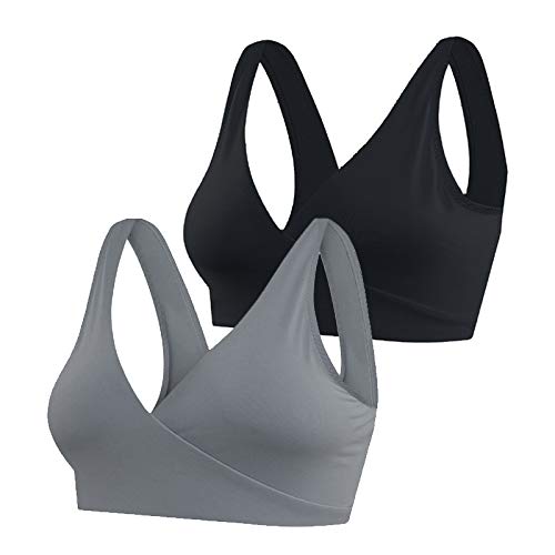 Vellette Sujetador de Embarazo y Lactancia Premamá algodón sin alambres Mujer Sujetadores sin Mangas para Practicar Yoga Deporte