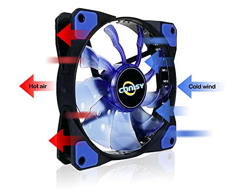 Ventilador de PC,CONISY 120 mm LED Gaming Ultra Silencioso Ventiladores para Caja de Ordenador (Doble Azul)
