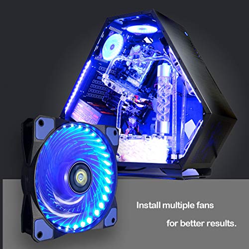 Ventilador de PC,CONISY 120 mm LED Gaming Ultra Silencioso Ventiladores para Caja de Ordenador (Doble Azul)