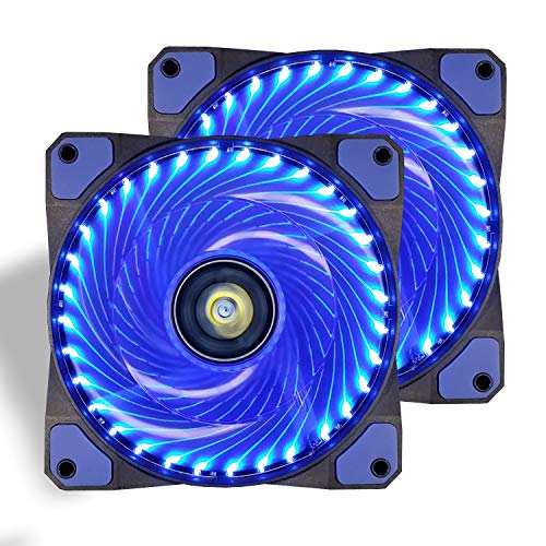 Ventilador de PC,CONISY 120 mm LED Gaming Ultra Silencioso Ventiladores para Caja de Ordenador (Doble Azul)